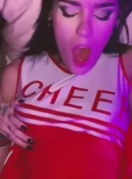 Pounding our cheerleader friend